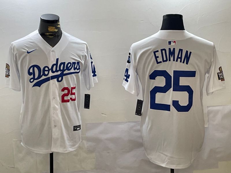 Men Los Angeles Dodgers 25 Edman White Game 2024 Nike MLB Jersey style 112010